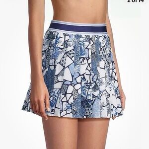 Johnny Was Blue and White Geometric Mini Skirt